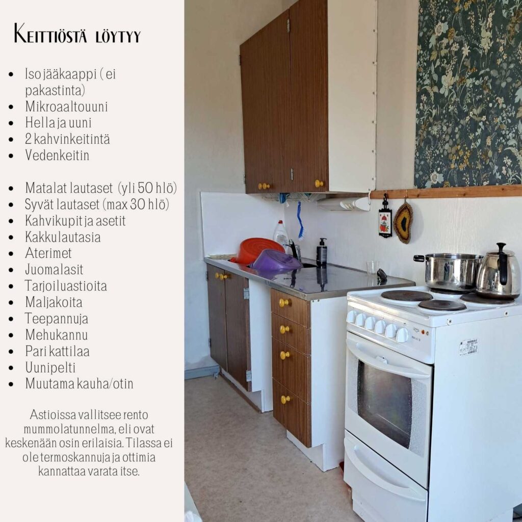 Velaatan työväentalo keittiö varustelu